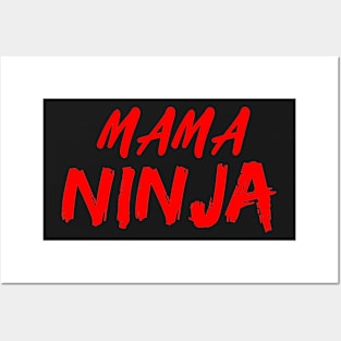 Red and Black Mama Ninja Text Posters and Art